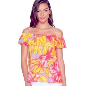 Lilly Pulitzer Tamiami Off the Shoulder Boho Top Sun Splashed